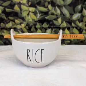 Rae Dunn RICE Bowl with Chopsticks